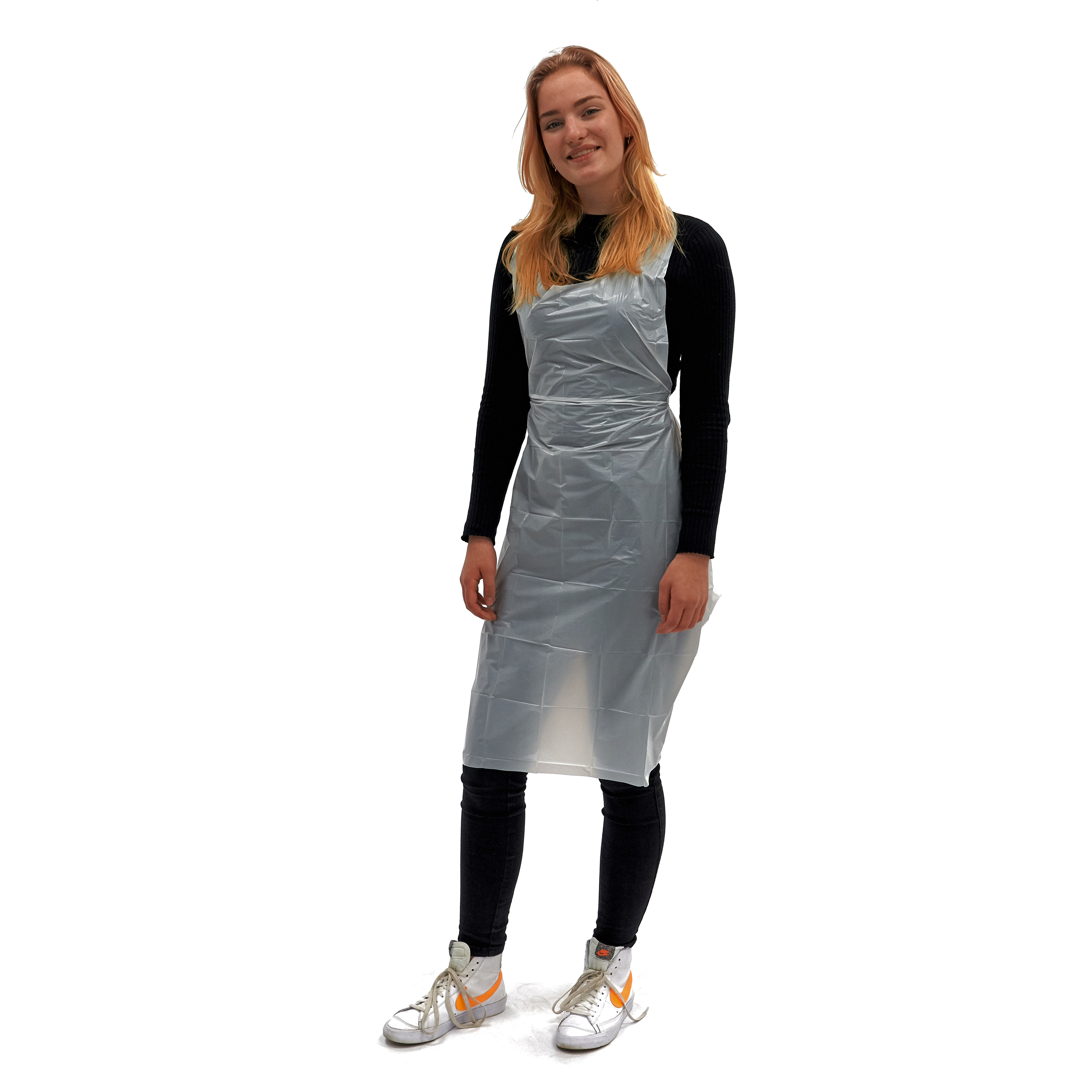 1/60 Romed polyethylene aprons+, disposable, white, extra strong, 80x125cm, per 100 pcs in a polybag, 10 x 100 pcs = 1.000 pcs in a carton.