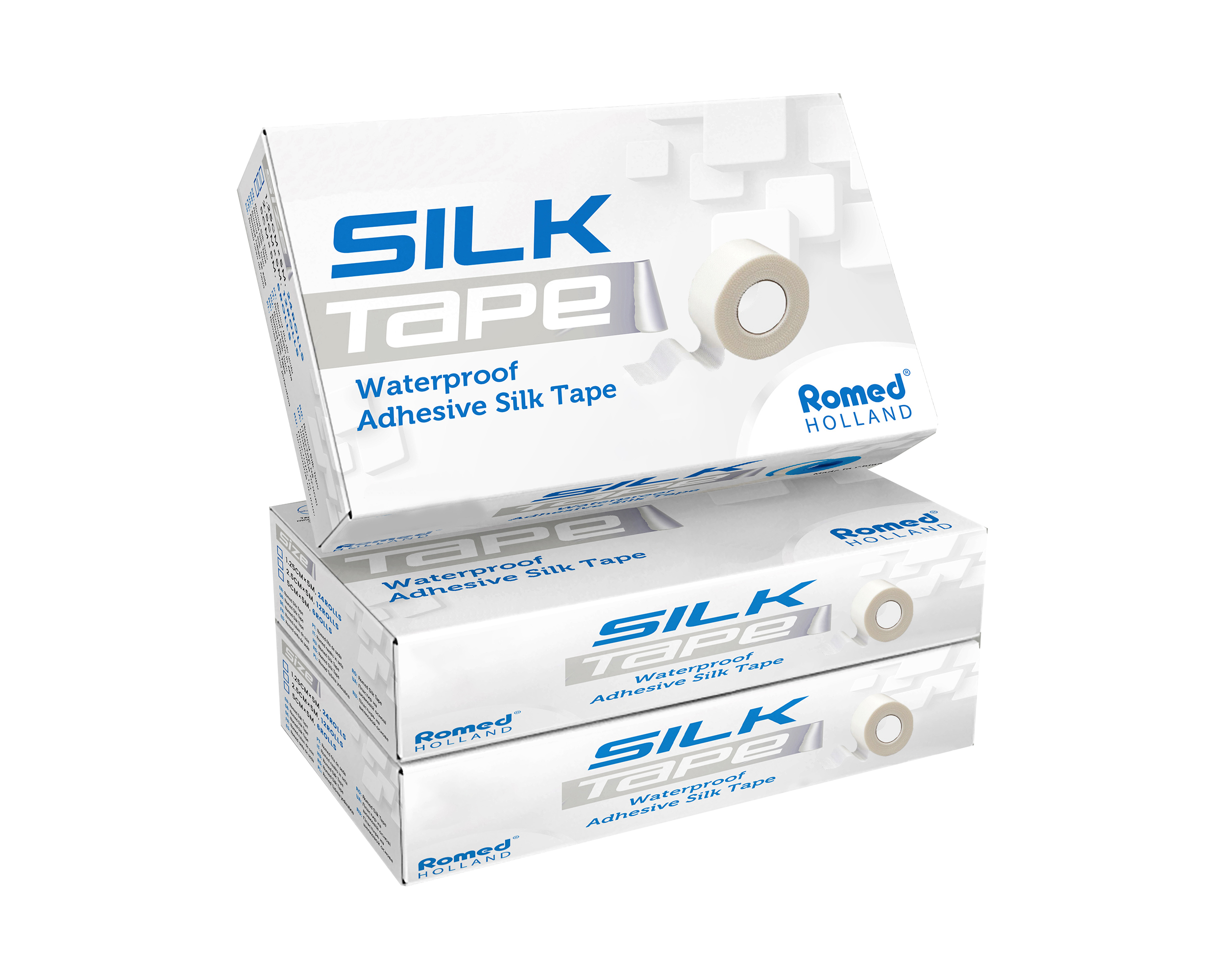 ST-1.25 Romed Adhesive Silk Tape, 1.25 cm x 5 m, leicht zu reißen, wasserfest, 24 Rollen im Innenkarton, 720 Rollen pro Karton.