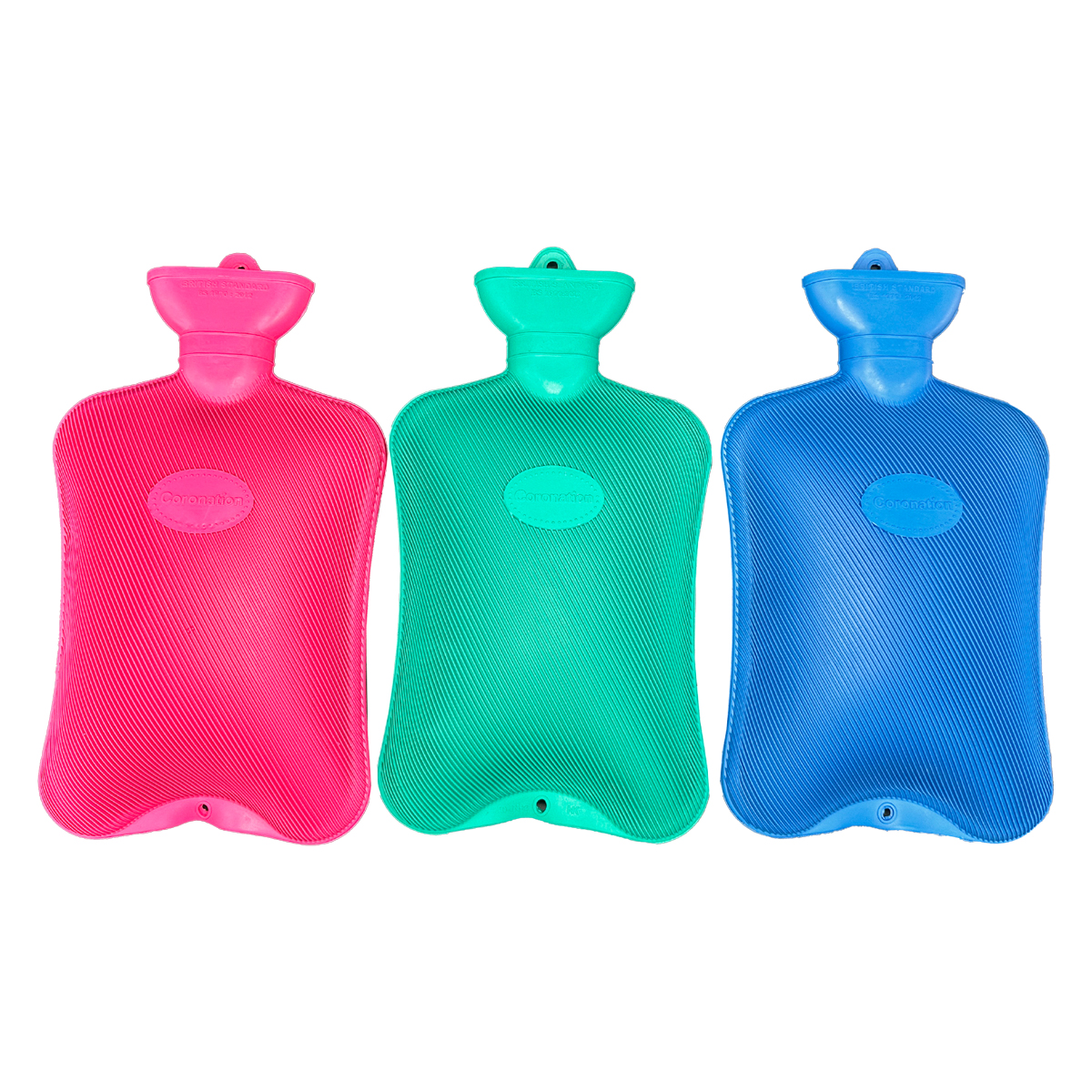 HWBR2L-MIX Romed Hot Water Bottles, Ribbed – the perfect companion for warmth and comfort! Available in vibrant green, blue, and pink, these hot water bottles are designed for cozy, soothing relief.

Whether you're easing muscle tension, relieving cramps, or simply staying warm on a chilly night, the soft fleece cover adds an extra layer of comfort.

Each carton is mixed with color and contains 30 pieces.