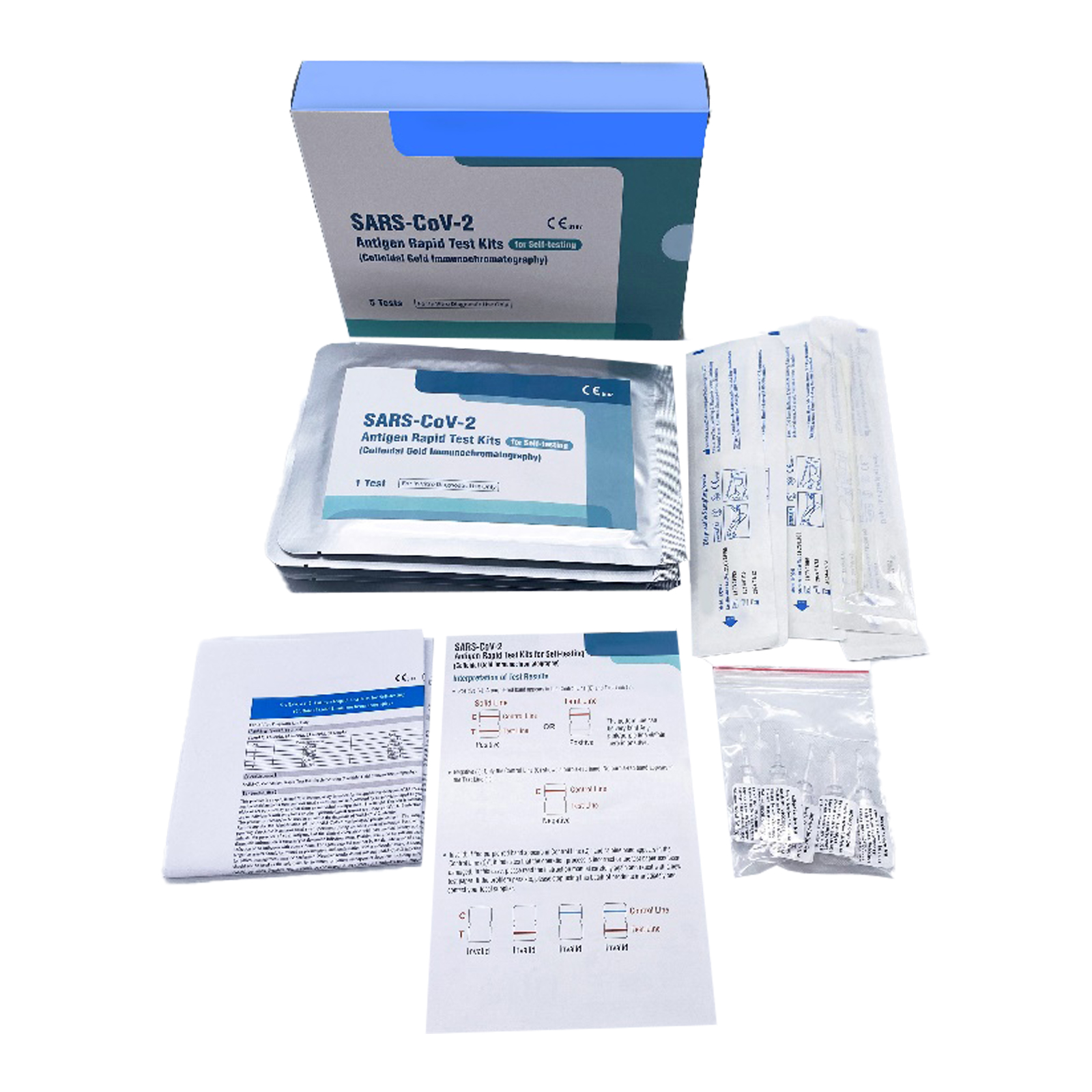 COVID-CARD-360 SARS-CoV-2 Antigen-Selbsttests Karte CE (Tupfer),  verpackt zu 5 Stück in einer Schachtel, 360 Stück im Karton.