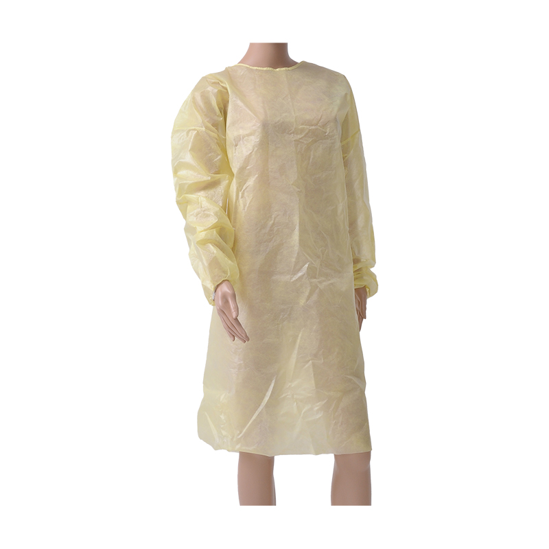 ISO-GOWN-YELLOW Romed Isolation gown, non-woven, yellow, packed per 10 pieces in a bag, 100 pieces in a carton.