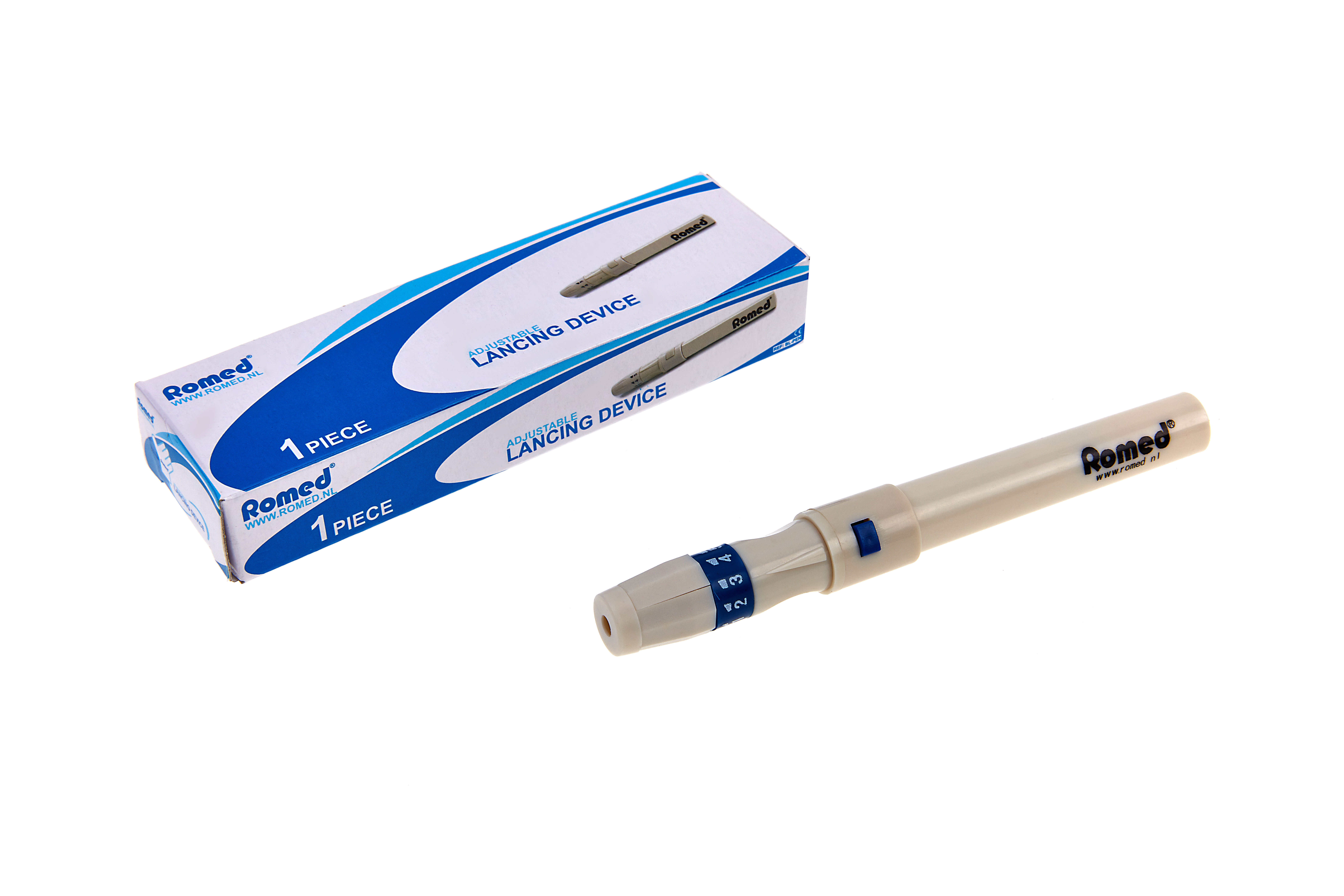 BL-PEN Romed penholder for blood lancets with tribevel, (BL-100TB), individually packed in a box, 100 pcs in a carton.