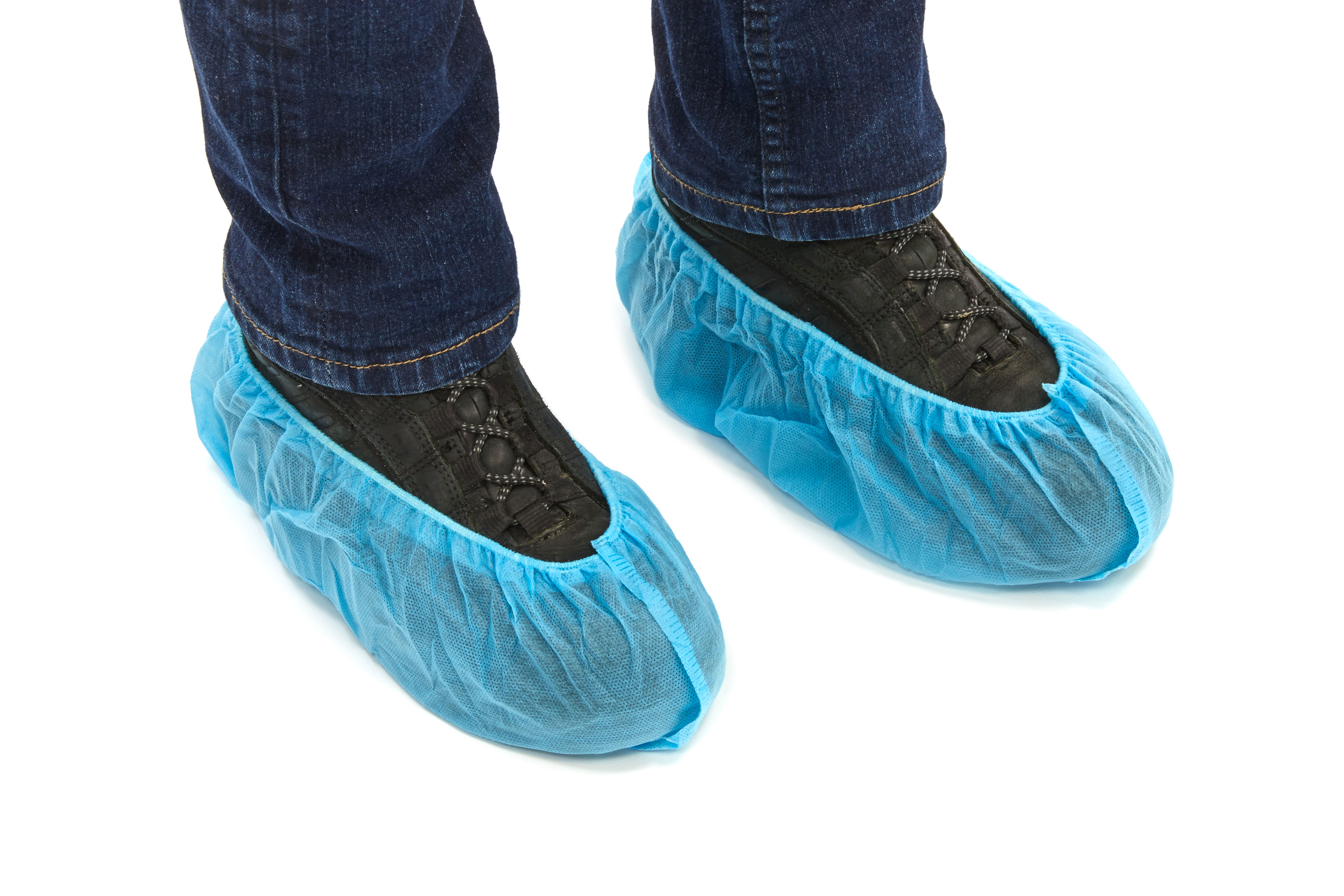 SC-1000-NWAS Romed shoe covers, blue, non-woven, anti-slip, size: 16x38cm, 10 pcs in a bundle, 10 x 10 = 100 pcs in a polybag, 10 x 100 pcs = 1.000 pcs in a carton.