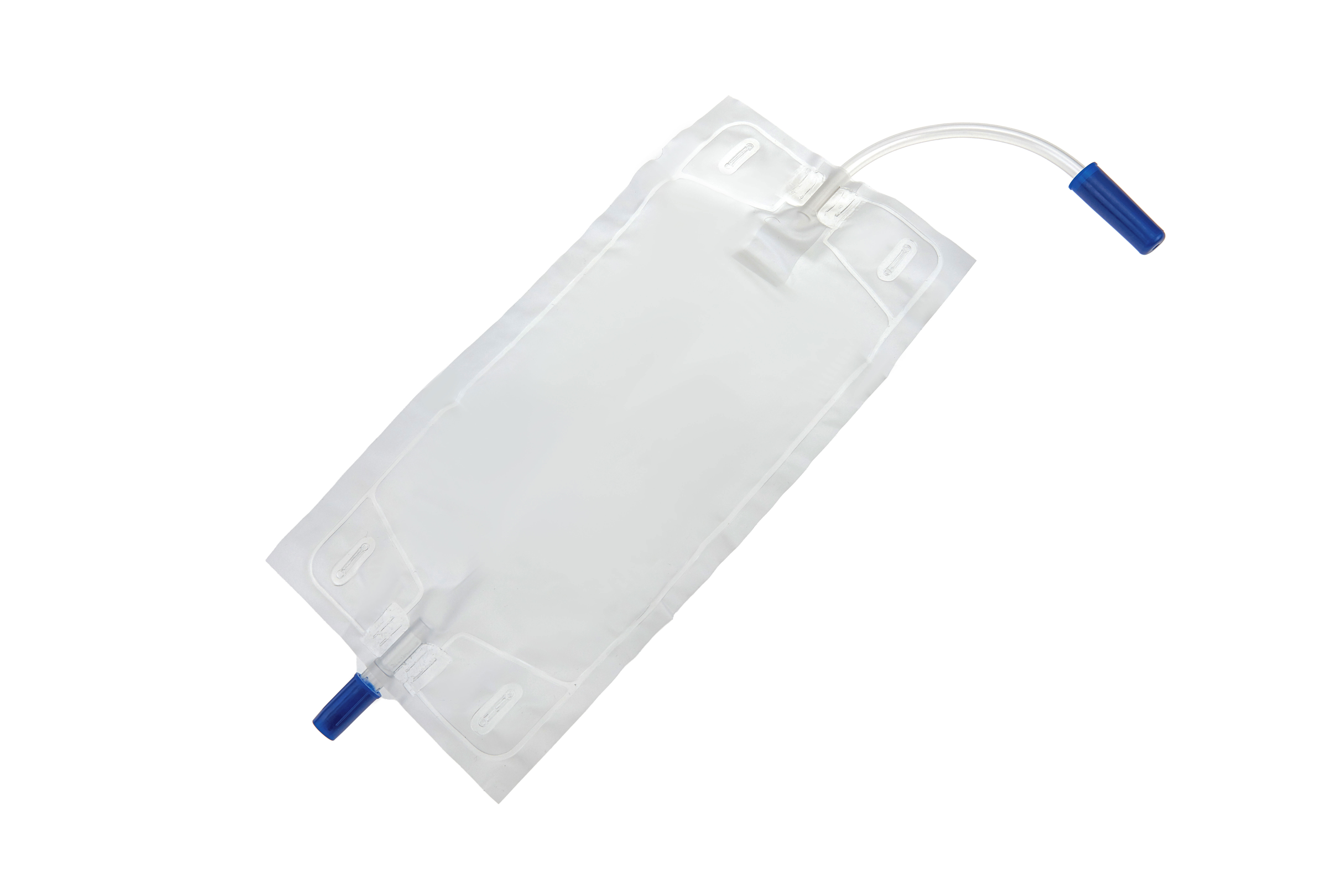 LB750MLNRV Poches à urine Romed avec fixation à la jambe, 750 ml, avec clapet antiretour, tube de 15 cm, stériles, conditionnées individuellement dans un sac plastique, 250 unités par carton.